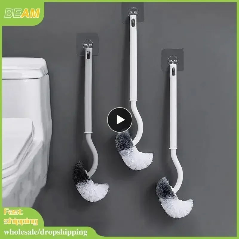 Bathroom wall-mounted S-type toilet curve brush bent head corner gap brush soft hair household items cleaning tools accessories