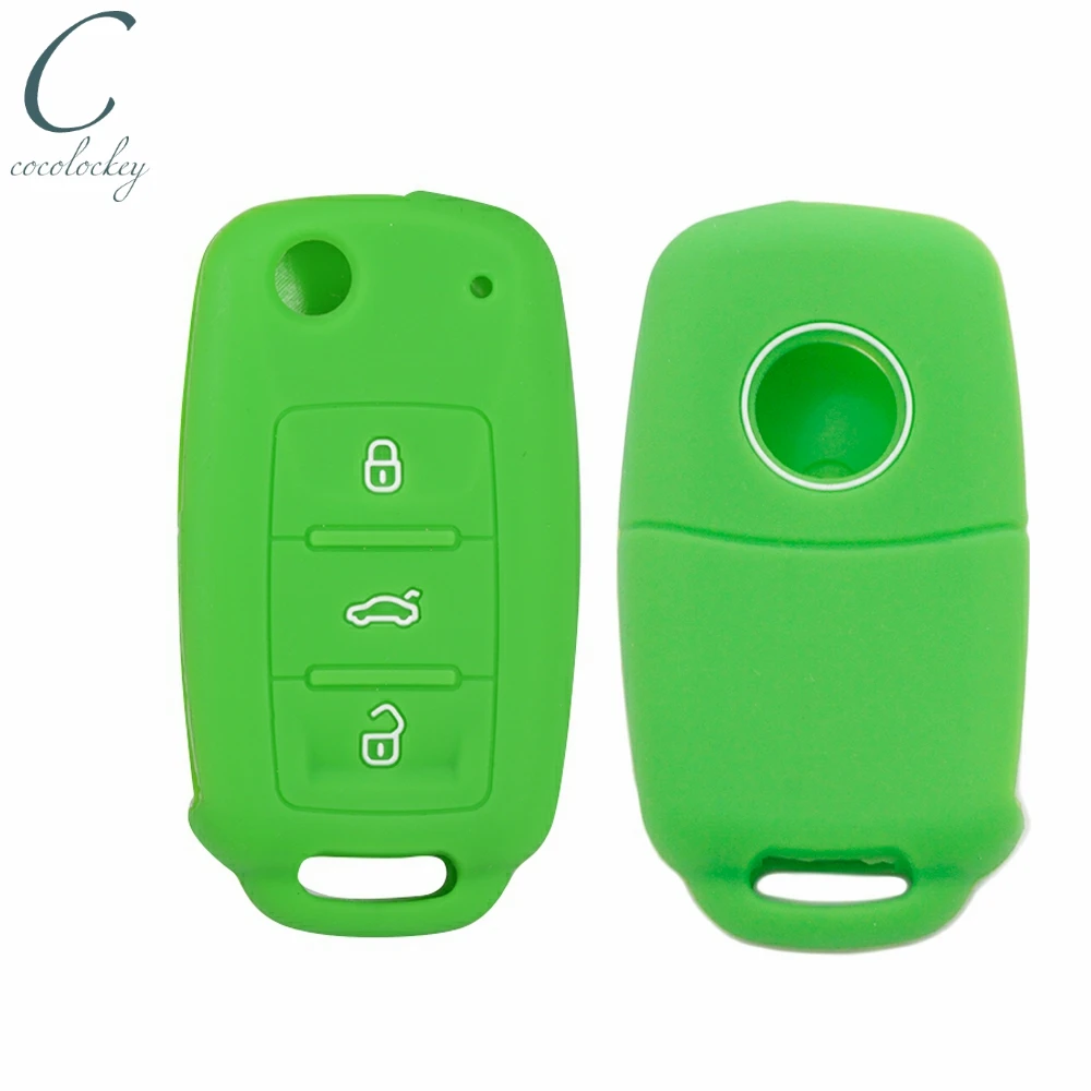Cocolockey Flip Schlüsselanhänger Abdeckung Silikon für VW Golf MK6 Jetta Tiguan Polo Passta (02–08), 3 Tasten, klappbarer Fernschlüssel für Skoda – Detail 13