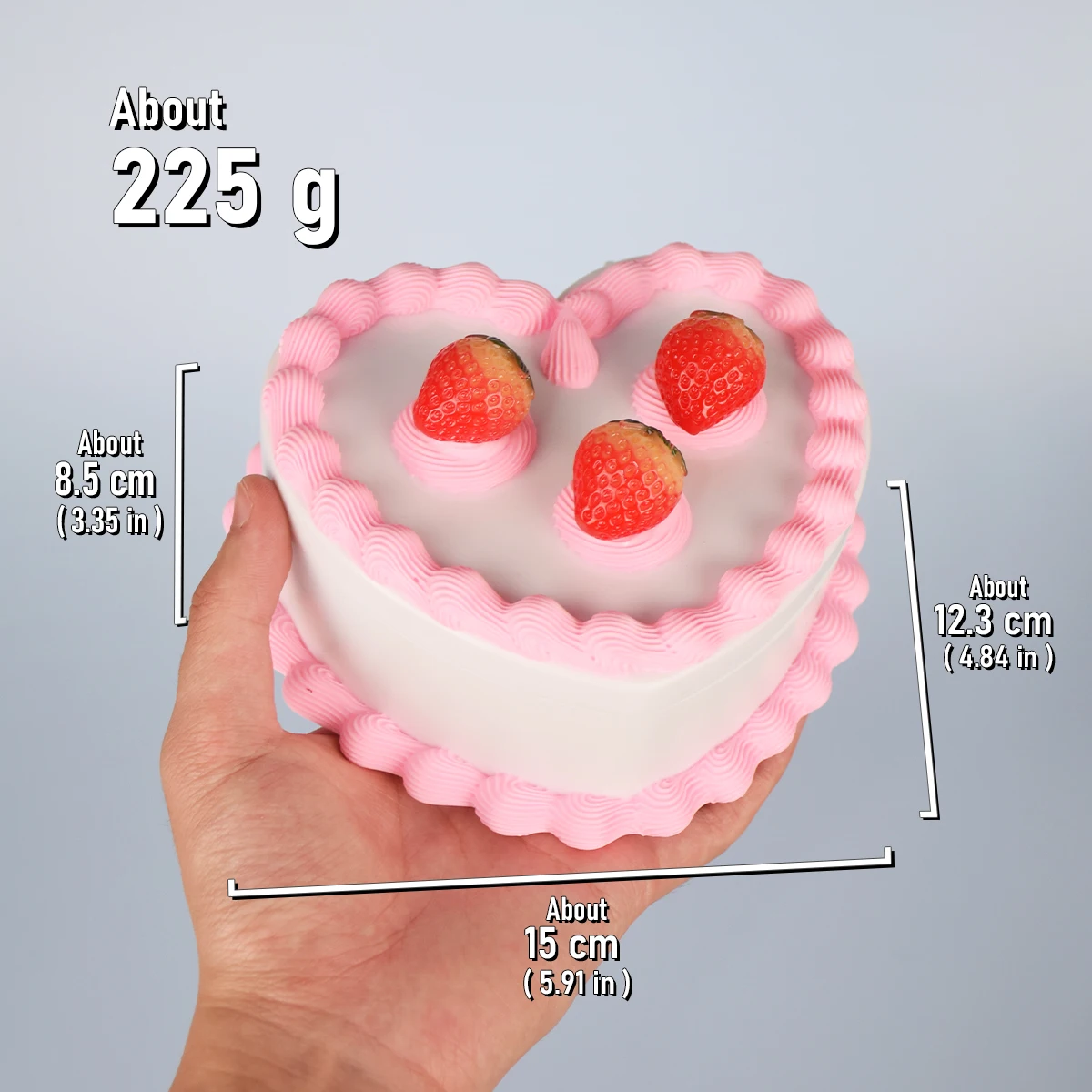 Jewelry Box 5.9Inches Vintage-Style Heart-Shaped Cherry Fake Cake Jewelry Box with Mirror Simulation Strawberry Cake