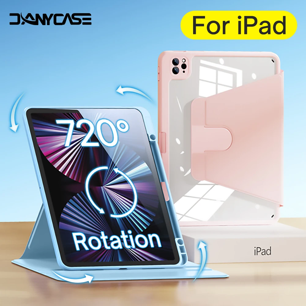 Capa para Ipad Air Caixa de Rotação 360 ° 10.9 Pro 11 12.9 Mini 8.3in2023 10.2 in 9th 2023 10ª Geração 2023