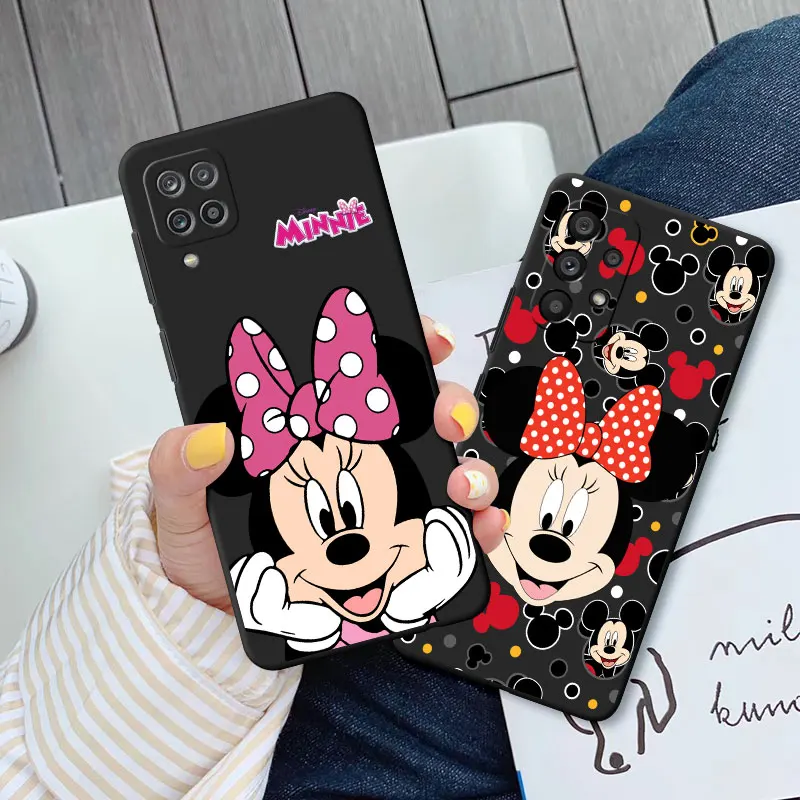 Mickey Minnie Mouse Disney Custodia In Silicone Per Samsung Galaxy A12 A13 A22 A52 5G A21S A11 A32 A71 A51 4G A72 A31 Ufficiale Nero