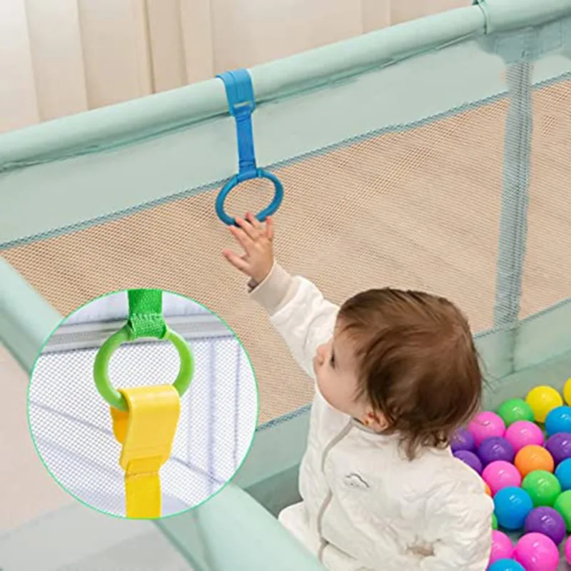 

1-4Pcs Pull Ring For Playpen Baby Crib Hooks General Use Hooks Babies Toys Pendants Bed Rings Hooks Hanging Ring Help Baby Stand