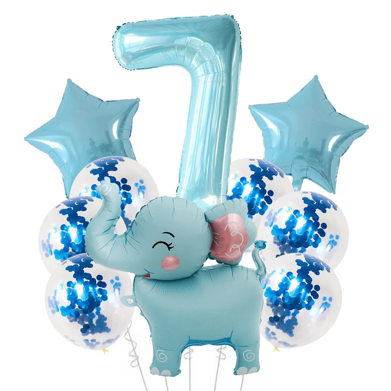 10 stücke Wilde Tier Luftballons Nette Dschungel Thema Zoo Party Liefert 4D Elefanten Anzahl Ballons kinder geburtstag partei Liefert – Detail 7