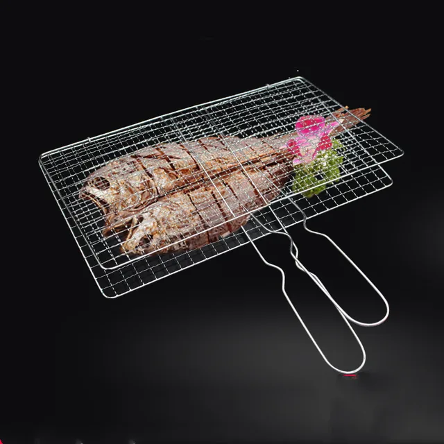 Rozsdamentes Acél Nem Bot Bbq Grill Borító Dupla Rétegű Nettó Grillezett Klip Halhús Kemping Piknik Élelmiszertartók Háló - Image 5