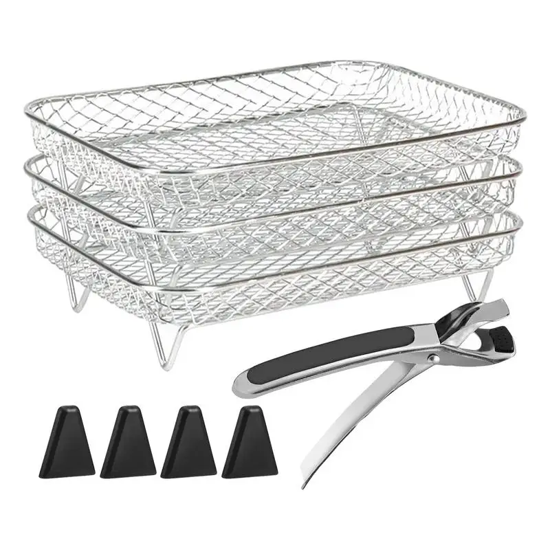 

Air Fryer Rack Stainless Steel Grill Stainless Steel Air Fryer Grilling Rack Air Dehydrator Racks Air Fryer Air Silicone Feet
