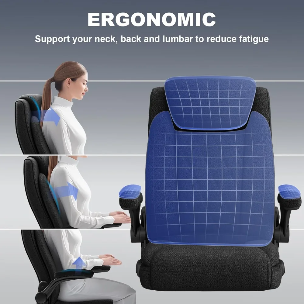 Big and Tall Fabric Office Chair -500 lb Heavy Duty Office Chair for Big Man, High Back Executive Office Desk Chair with 120° Ti 5