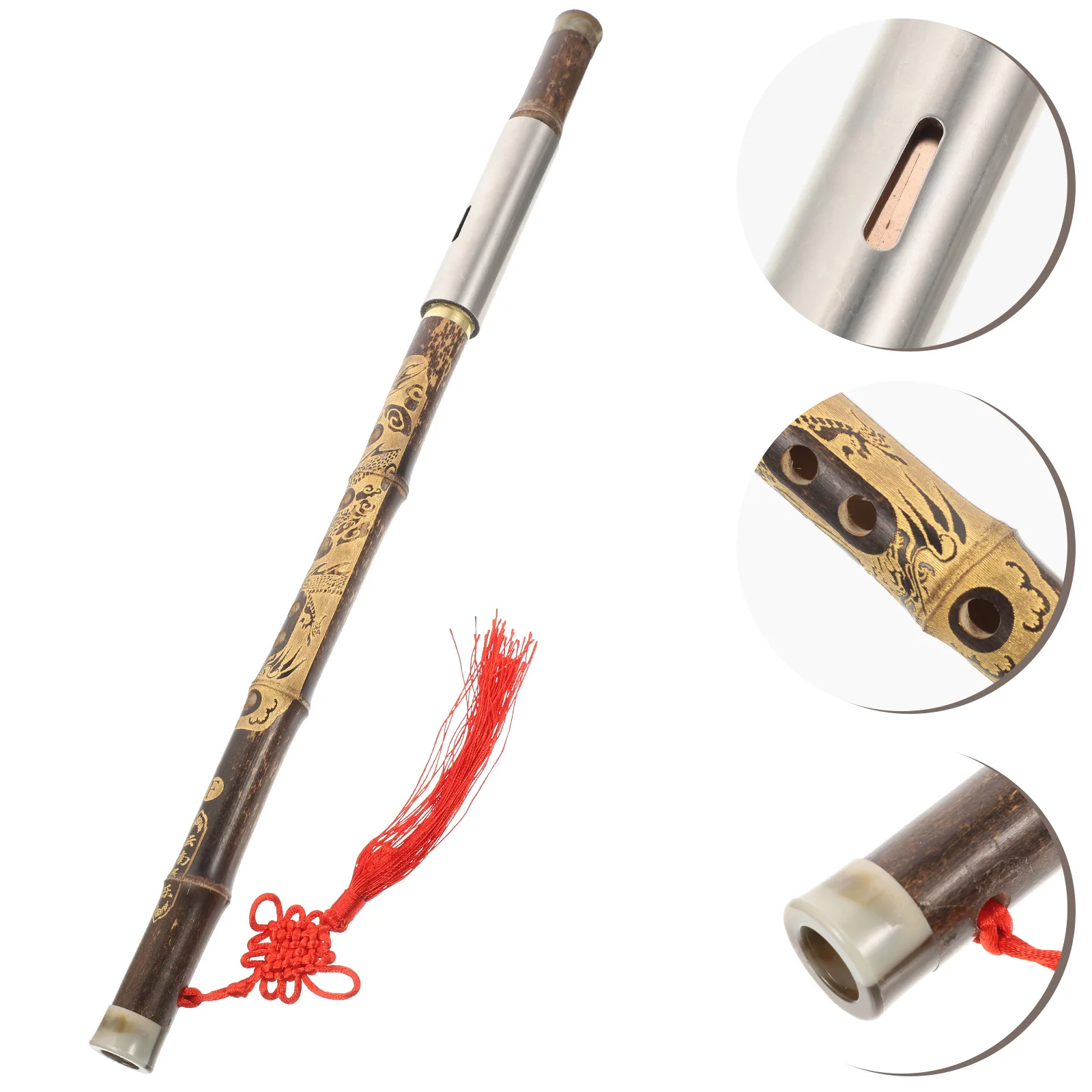 

Bamboo Sculpture Wind Instrument Bawu Chinese F Key Flute Vertical Blow Bawu