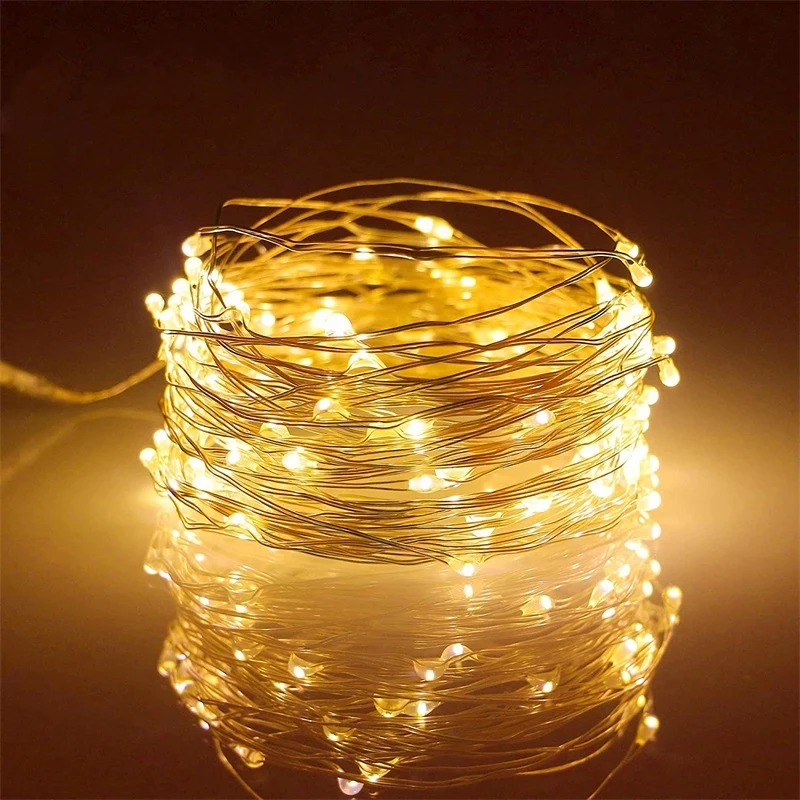 Lihiton - Luces De Hadas Con Pilas, 1 Paquete De Mini 3AAA Con Pilas, Alambre De Cobre, Luces LED De Cadena Estrellada, Dormitorio, Navidad, Fiestas, Decoración (5 M / 16 Pies, Blanco Cálido) - Luces Led