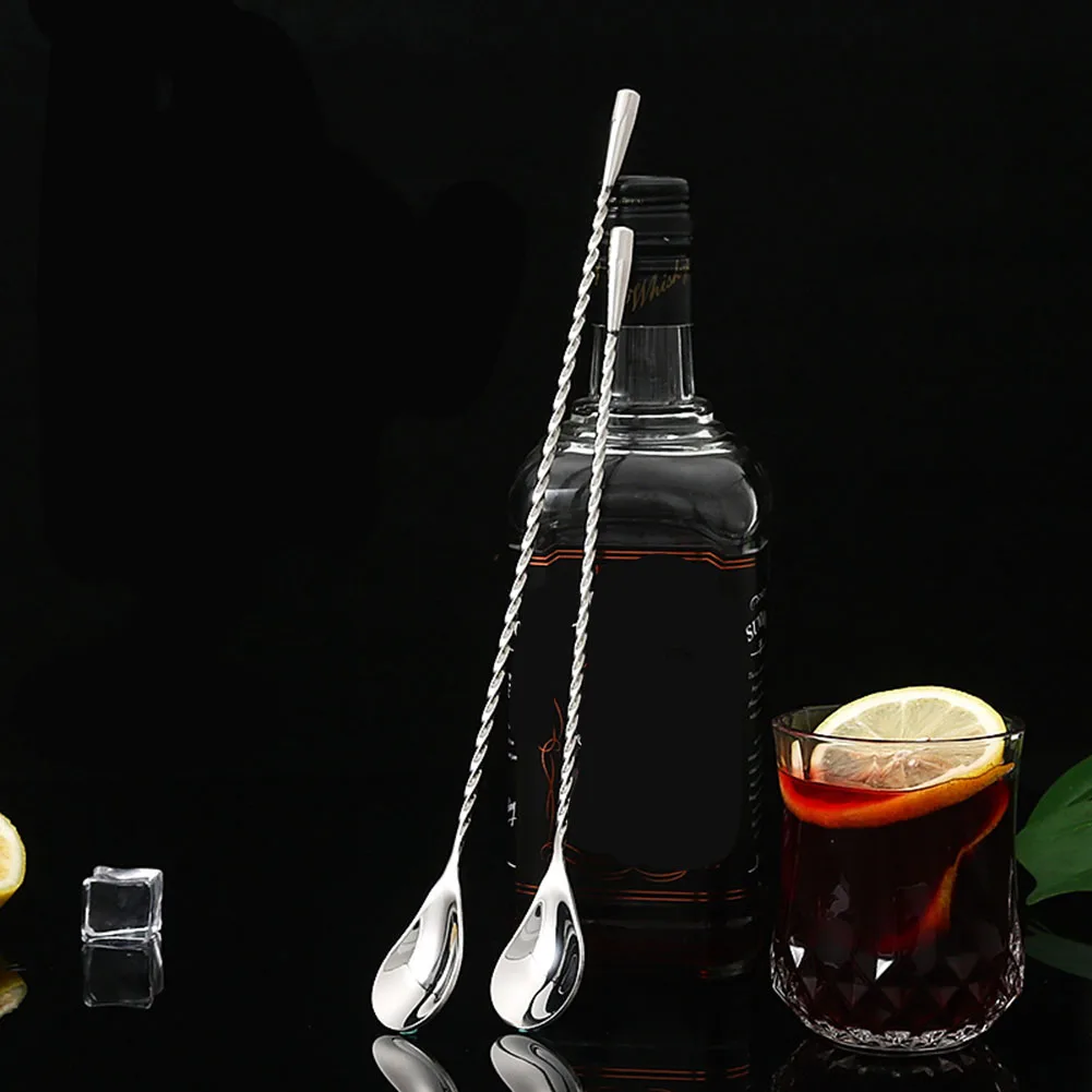 

2Pcs Bar Mixing Spoons 30/40cm Length Stainless Steel Cocktail Whisky Mixing Stirrers Barman Drink Shaker Muddler Kitchen Tool