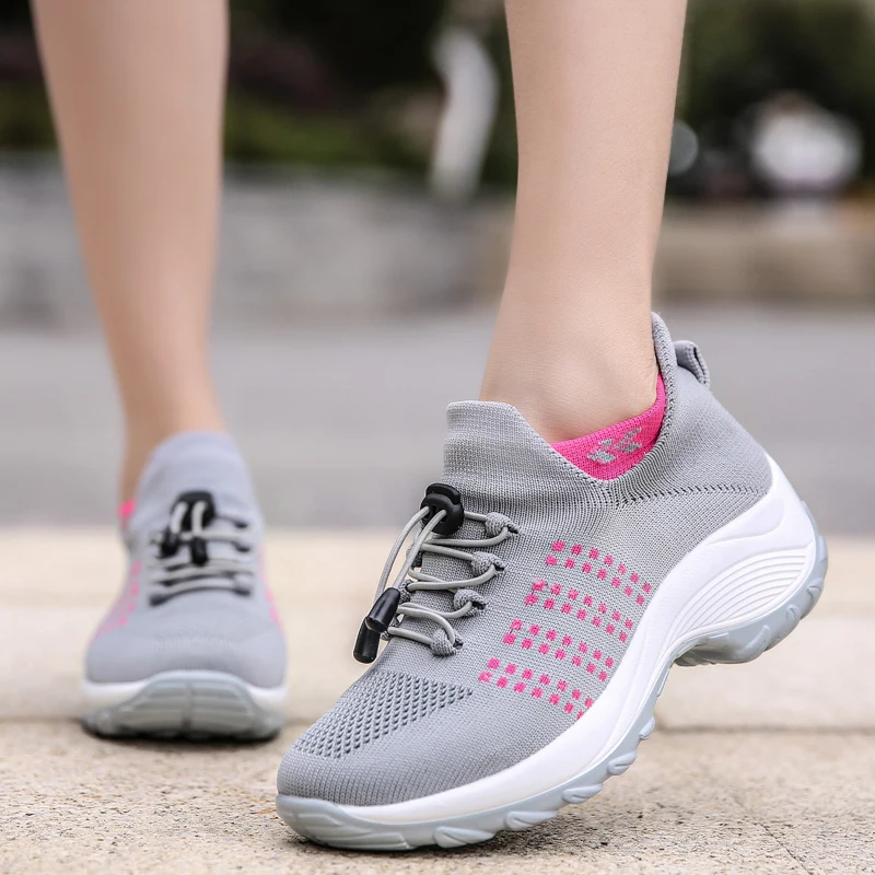 Womens Sneakers Women's Walking Shoes Sock Sneakers Nursing Shoes Casual Platform Loafers Non-Slip