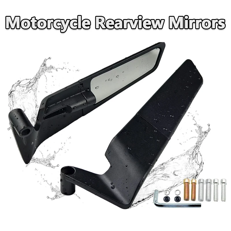 1 Pair Motorcycle Rearview Mirrors Universal Stealth Winglets Mirror Adjustable Mirrors Modification Accessories