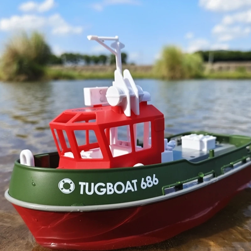 Remote Control Tugboat Electric Boat Water Toy 1/72 Charging Electric Simulation Remote Control Cargo Ship Boy Girl Model Toy 3