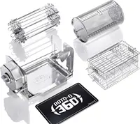 Bundle - Cordless Rotisserie Kit for Grills, Ovens, Smokers - Non-Electric Spit Roaster - Indoor/Outdoor BBQ - Stainless 1