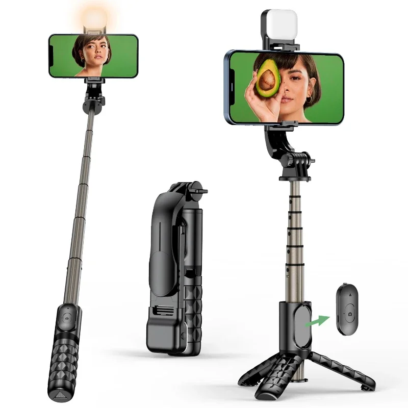 Phone Selfie Stick Cellphone Tripod with Extension Rod Bluetooth Remote Control for Android IOS Smartphone Shoot Vlog