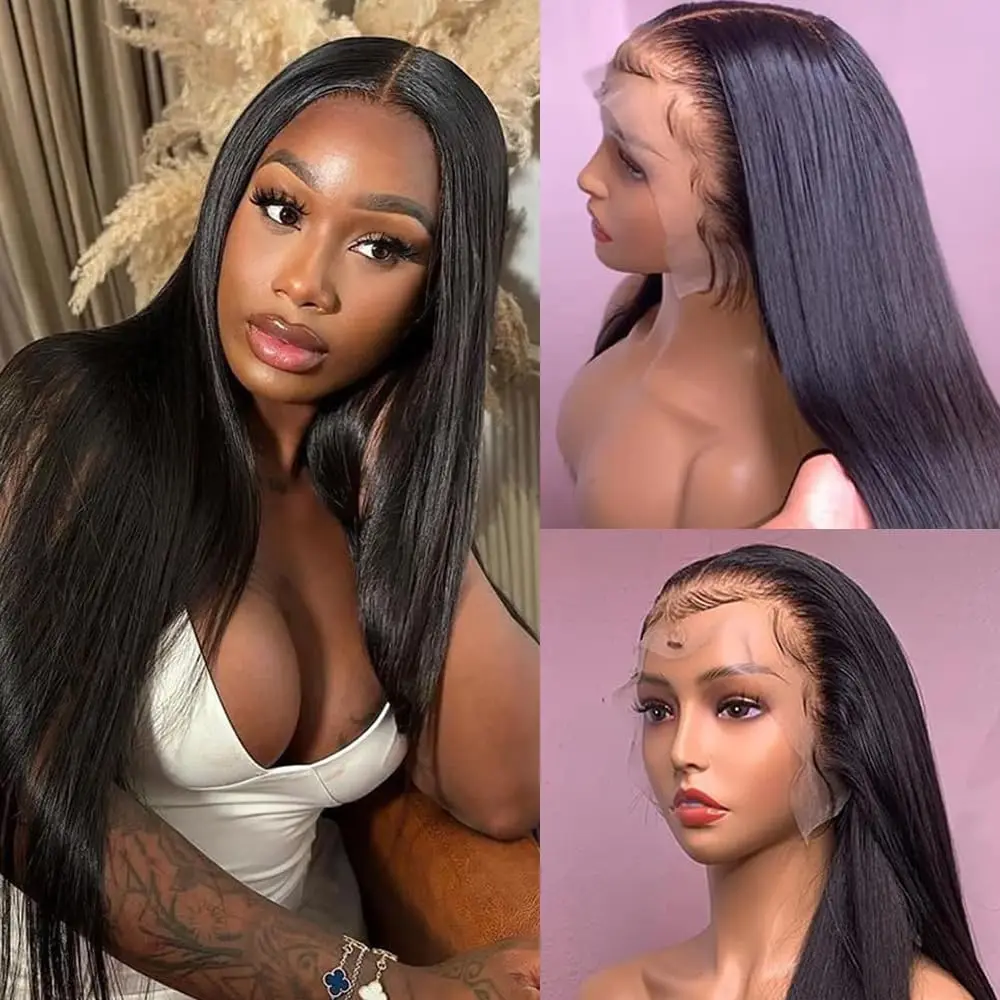 13x6 Straight Lace Front Wigs Human Hair 20 Inch HD Lace Front Wigs Human Hair 200% Density 13x6 Frontal Wigs Pre Plucked