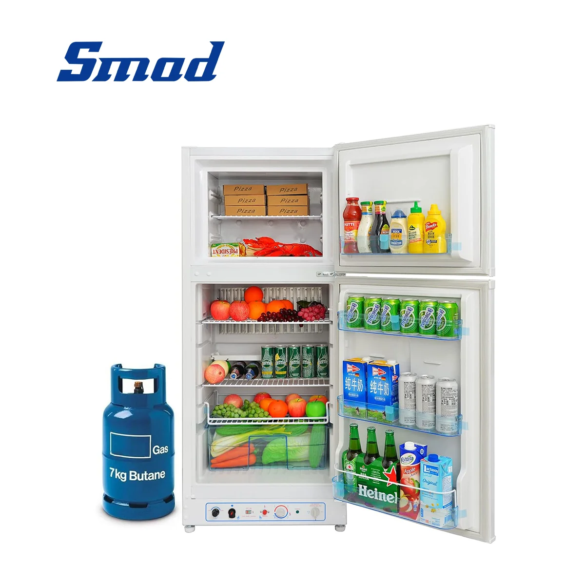 

Smad Propane Refrigerator 110V Fridge Up Freezer 9.3 Cu.Ft Gas Large Capacity Off Grid White Camper Motorhome Domestic