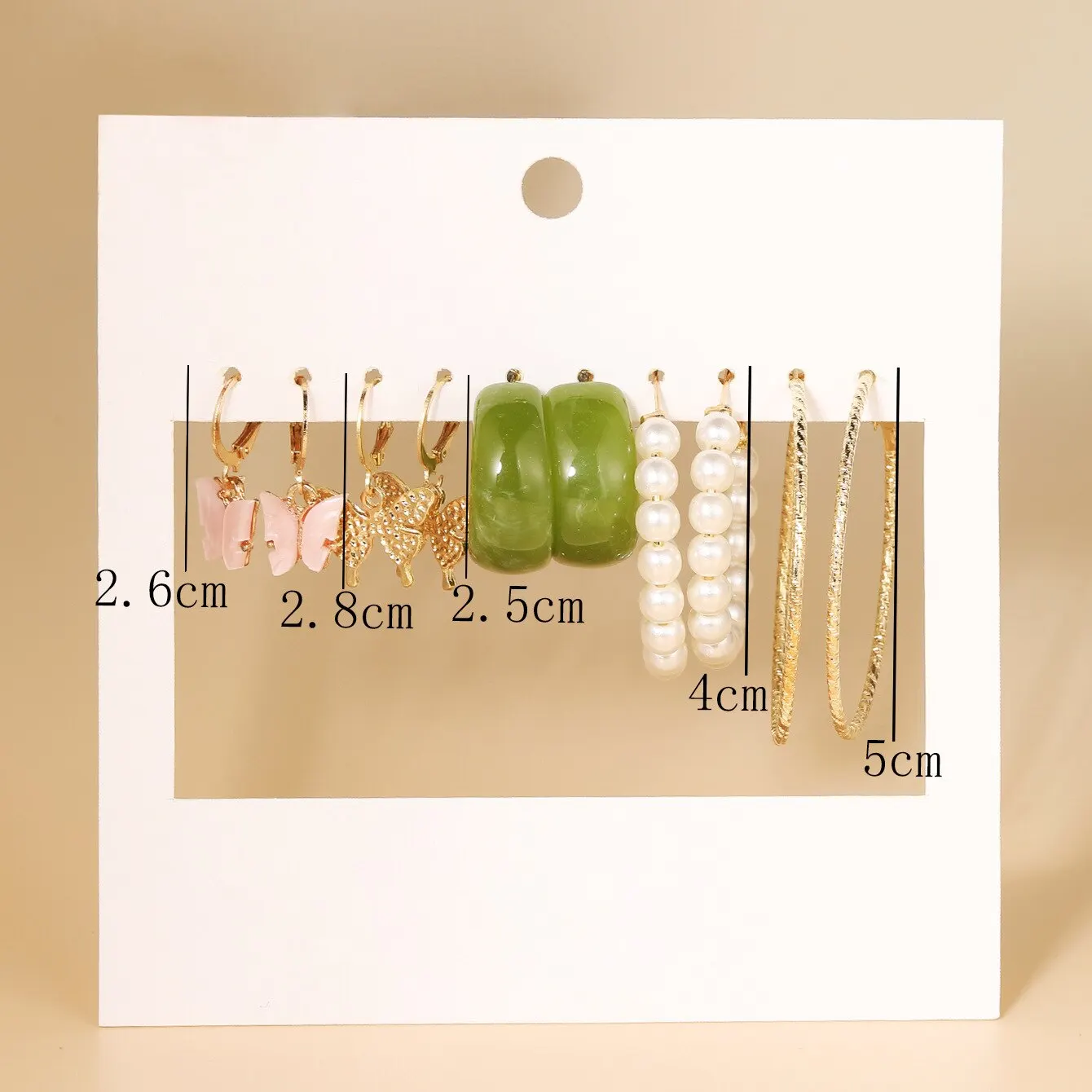 5 Pairs Of Set Earring Acrylic Butterfly Creative Simple Green Acrylic Earrings Pearl Earrings Women