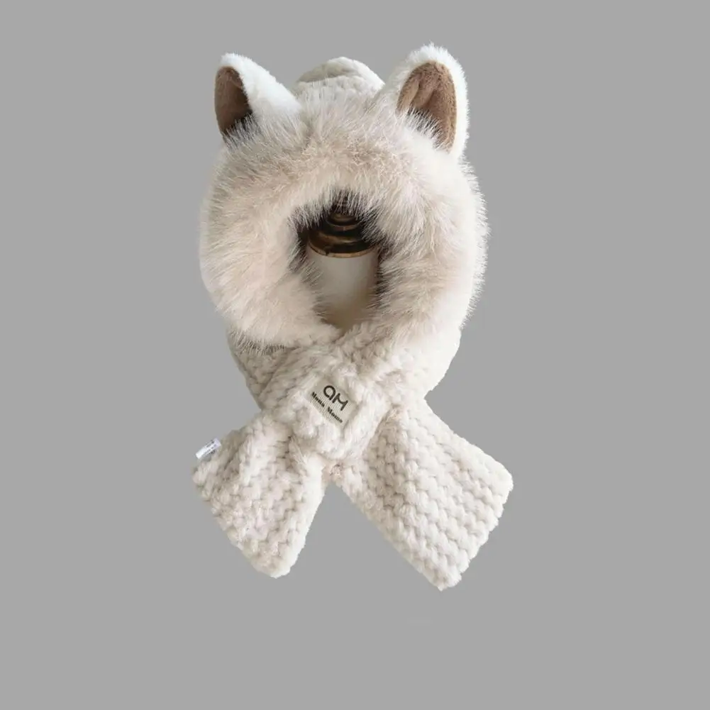 

Милая плюшевая шапка, плотная зимняя шапка, сверхплотная ветрозащитная плюшевая Шапка-бини с лисьими ушками, супермягкий модный шарф для женщин