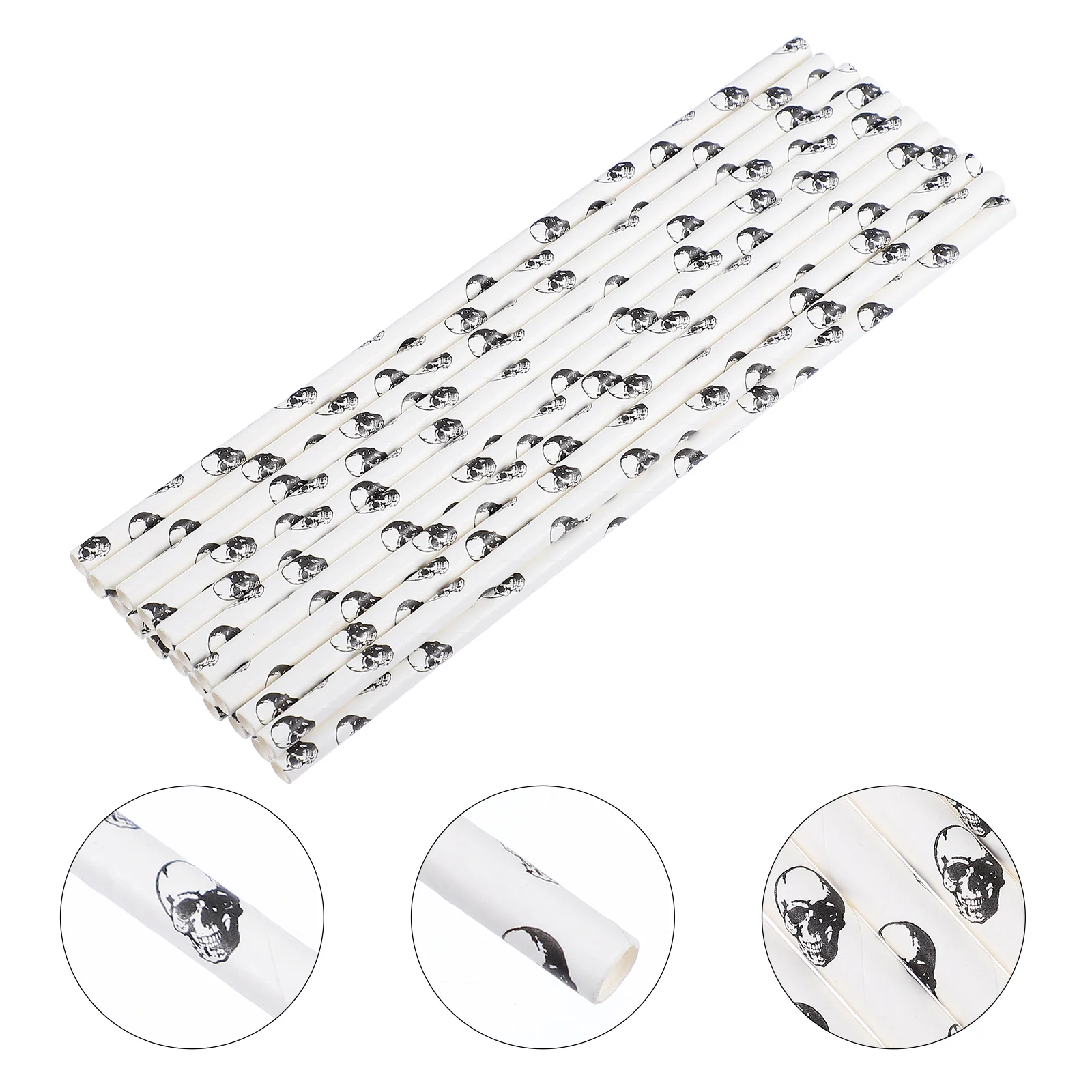 100 Pcs Paper Straws One-off Vintage Kraft Drinking for Halloween Degradable Party Supply