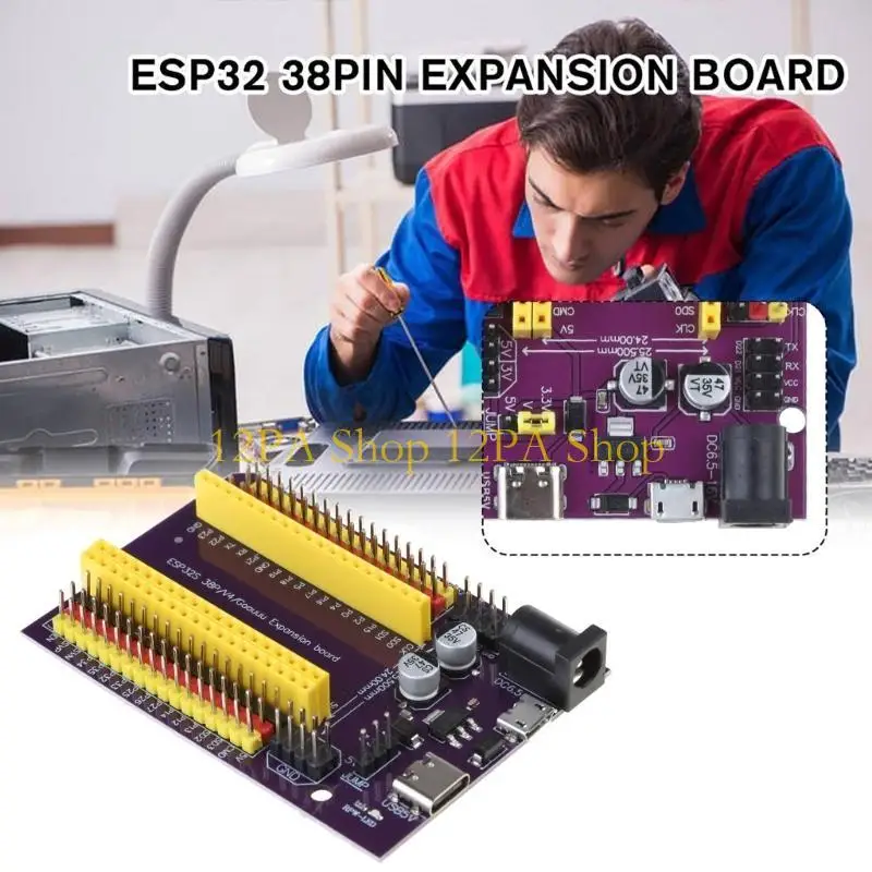 12PA ESP32 38P 확장 보드 ESP-WROOM-32 TypeC/마이크로 USB 듀얼 코어, WiFi+블루투스