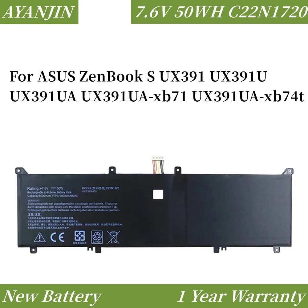 

7,7 V 50WH C22N1720 C22PYJH Аккумулятор для ноутбука ASUS ZenBook S UX391 UX391U UX391UA UX391UA-xb71