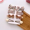 4/8pcs Korean Coffee Color Hair Pin Bow Knit Fabric Princess Hair Clips for Children Baby Girls Headwear Kids Hair Accessories 6
