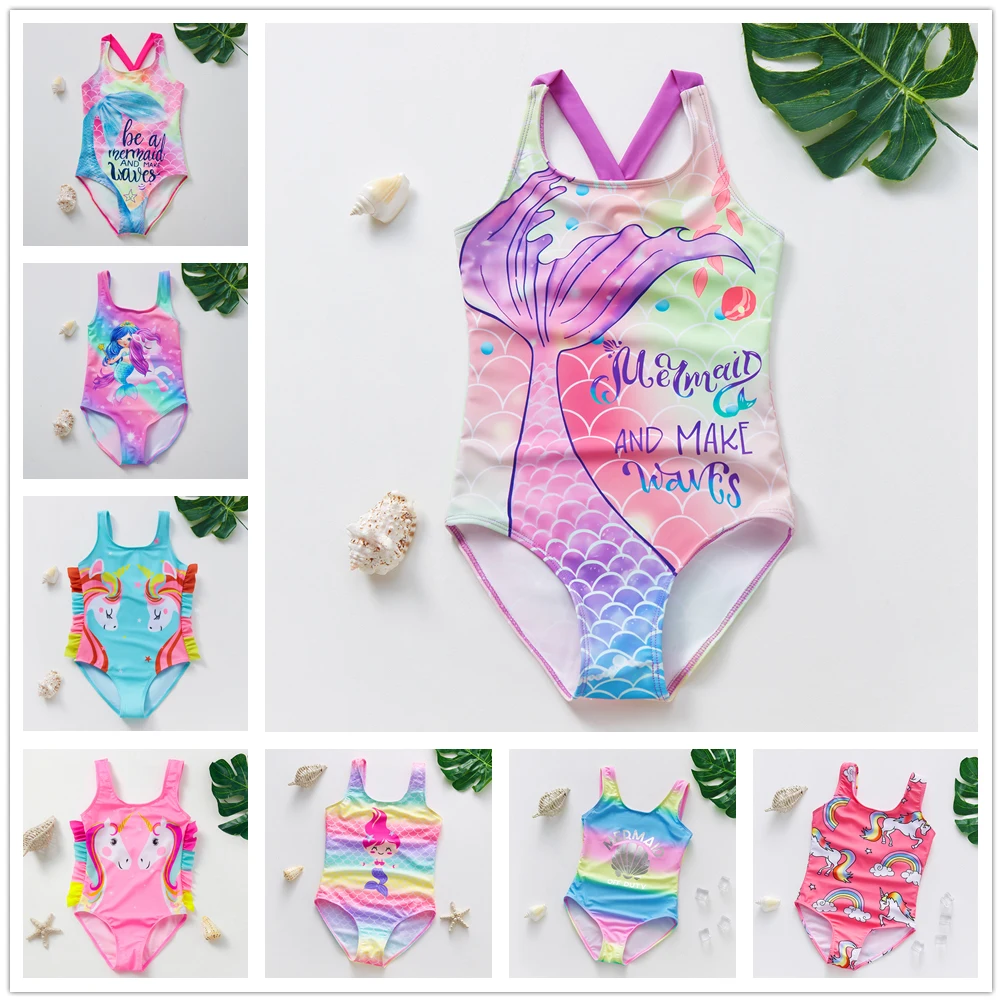 2~10Y Toddler Baby Girls Swimwear one piece Girls Swimsuit Kids cartoon swimwear Beach wear children swimsuit