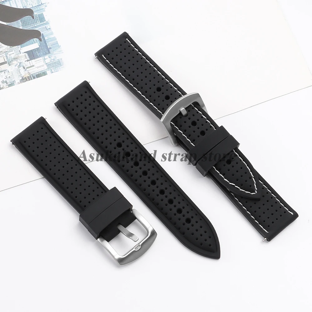 Enhanced Silicone Waterproof Watch Band - Soft, Breathable, Quick Release Wrist Strap