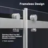 Frameless Double Sliding Tub Shower Door 56-60 x 60 Tempered Glass Stainless Steel Hardware Water Retaining Strips Easy to Clean 4