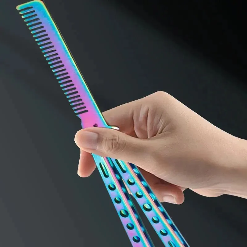 Hairdressing Tool 1PCS Foldable Comb Stainless Steel Butterfly Knife Comb Beard Moustache Brushe Salon Hairdressing Styling