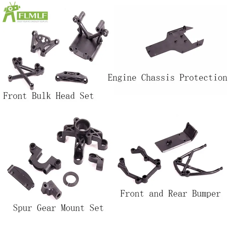 Engine Chassis Protection Spur Gear Mount Set Front Rear Bumper Front