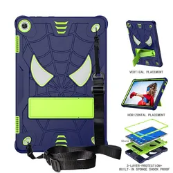 Durable Kids Tablet Case with Kickstand and Strap - TB328FU TB328XU (Navy blue green)