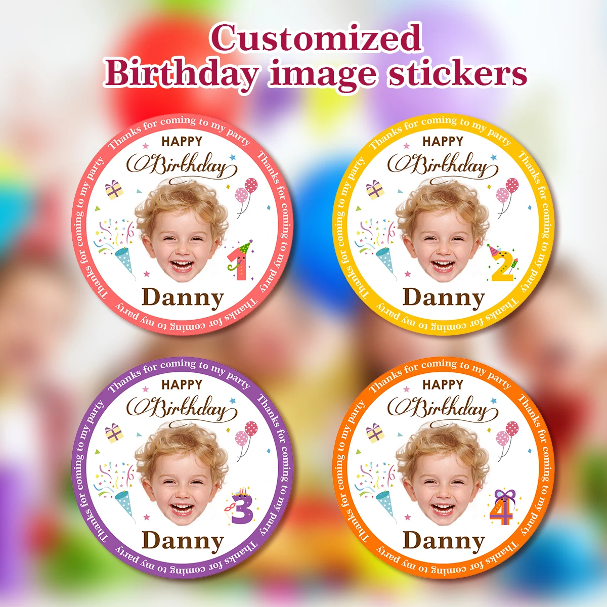 Personalized Kids Birthday Stickers Souvenir Wrap & Birthday Gift Kids Stickers Waterproof ZP1