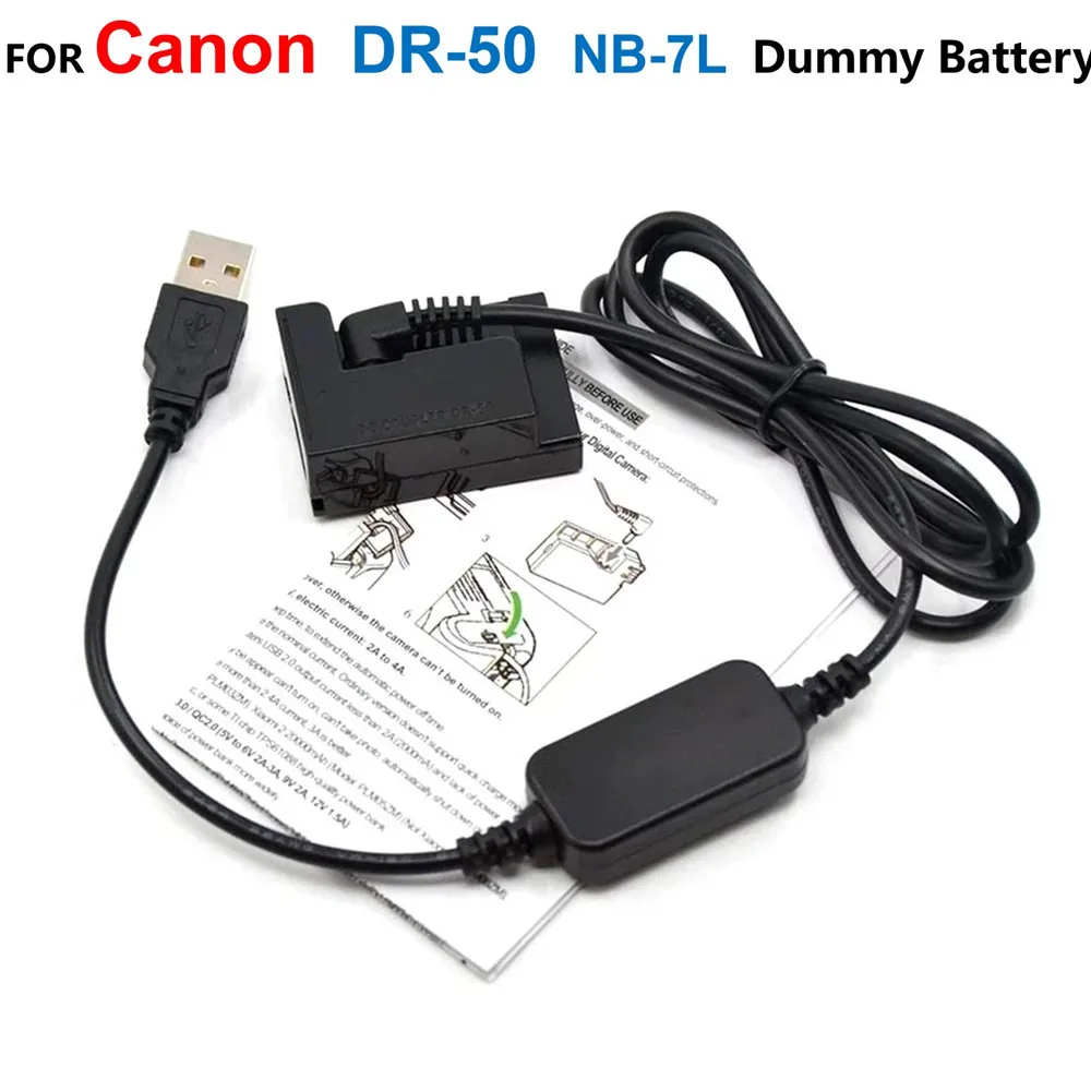 Adattatore Per Cavo Di Alimentazione Usb 5V + Accoppiatore Dr-50 Dc Nb-7L Batteria Fittizia Per Canon Powershot G10 G11 G12 Sx30 È Serie Sx30Is Sx