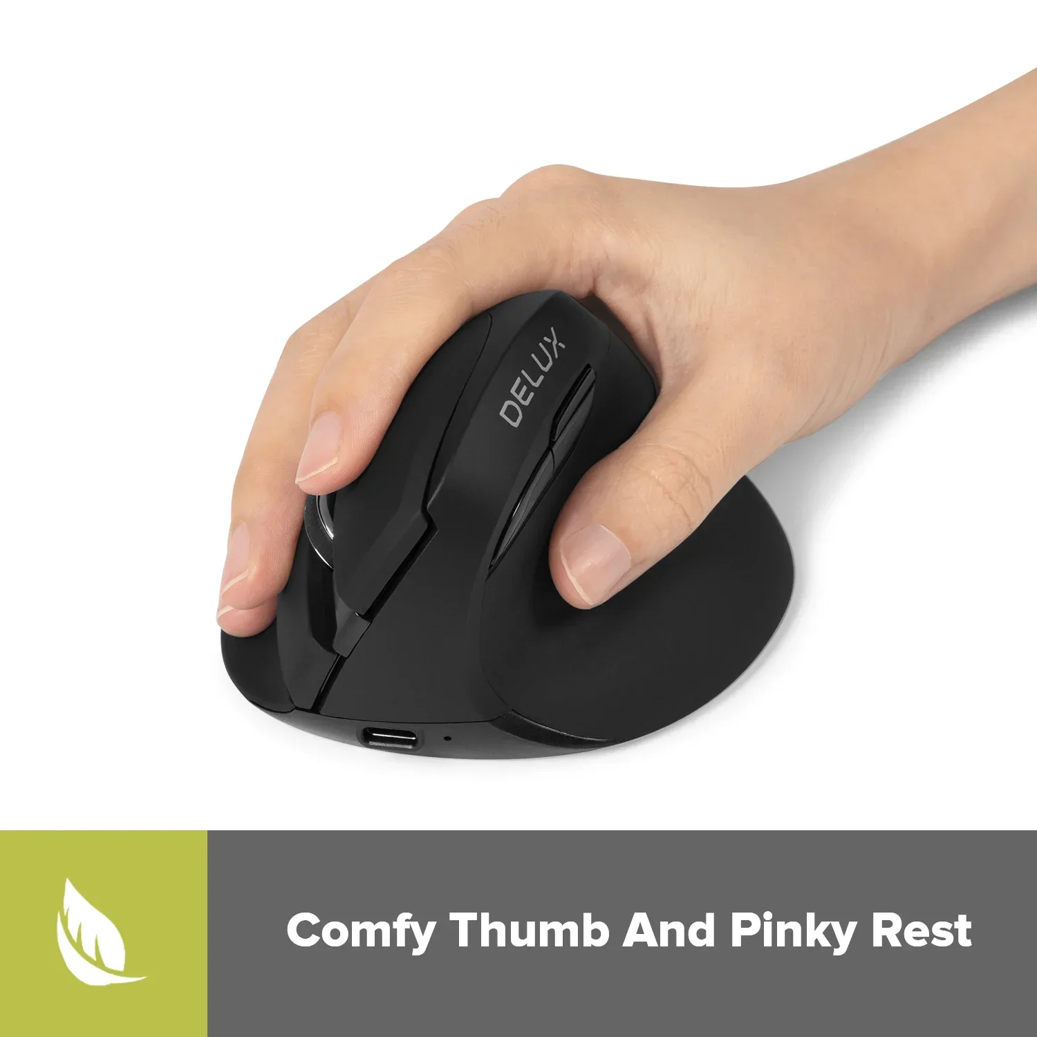 Delux M618 Mini Ergonomic Wireless Mouse Vertical Mice Rechargeable Silent Click Multi-Device Connection for Small hand Users wireless mouse ergonomic mouse