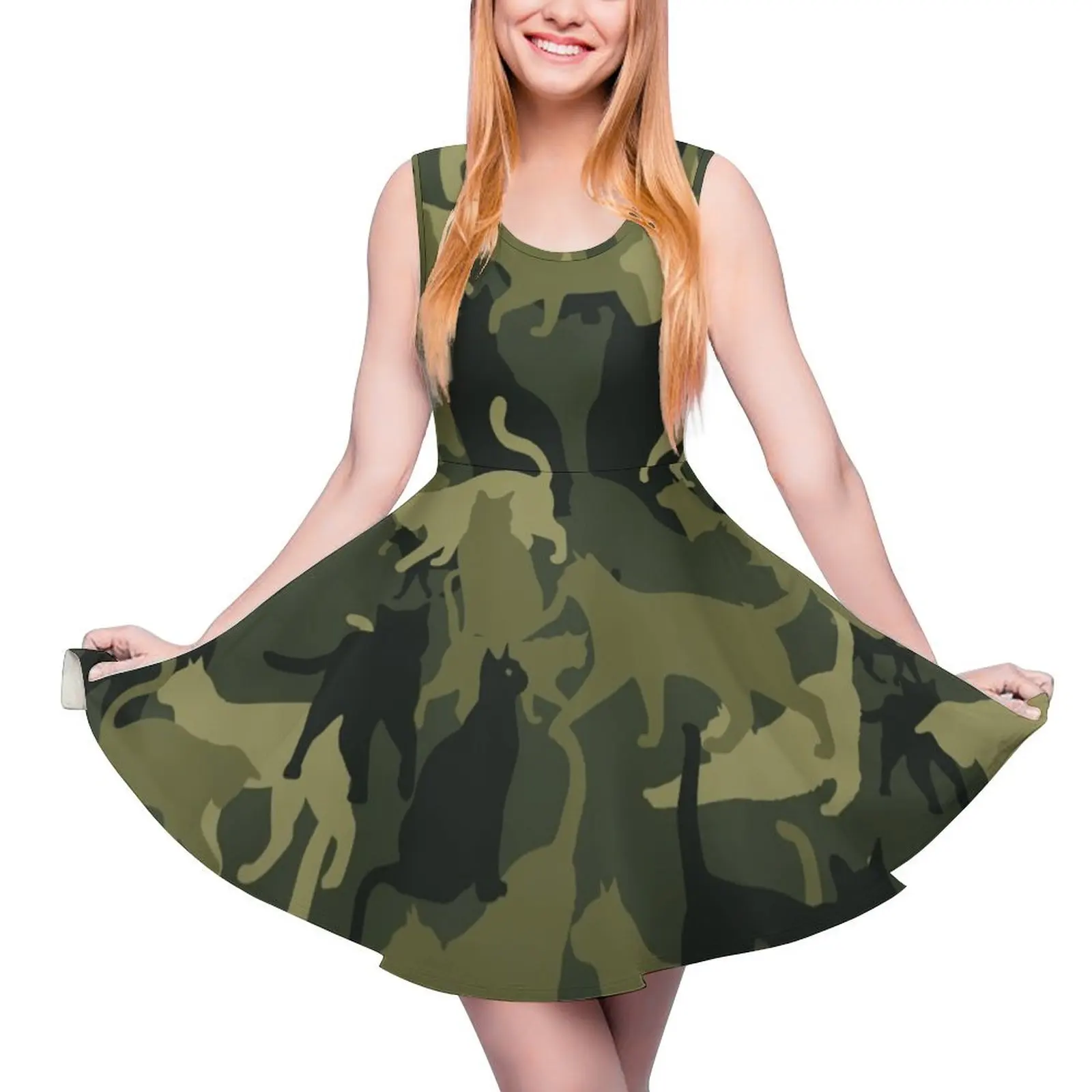 Cat Camouflage Cute Cat Sleeveless Dress elegant party dresses for women 2024 Womens summer dresses