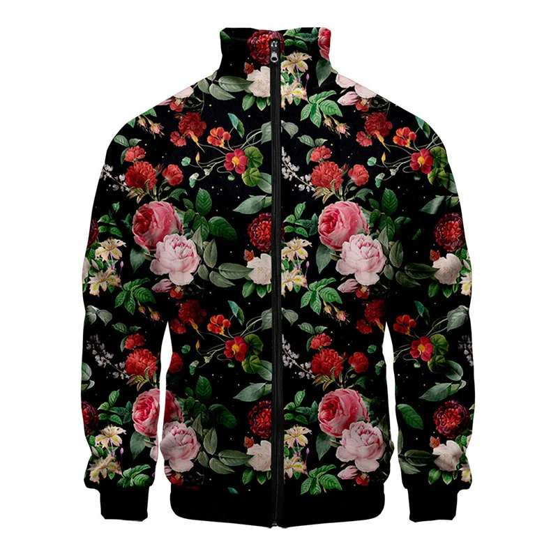 thumbnail image 1 of Chaqueta con estampado de flores antiguas en 3D para hombre, chaqueta de invierno para mujer, chaquetas con gráficos de flores de Harajuku, moda para niños, top vintage genial, 1 of 4