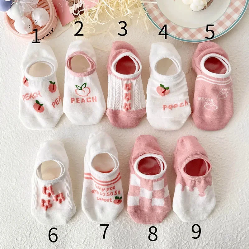 Exquisite Boat Socks for Female Summer Thin Fashion Low Cut Shallow Mouth JK Student Style Cute Sweet Invisible Socks boat socks,women socks,woman socks,heart print socks,mesh boat socks