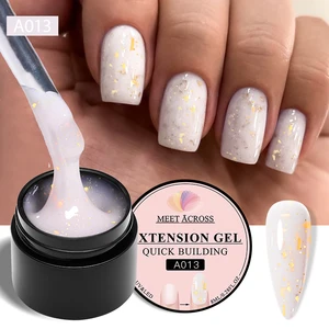 MEET ACROSS 8ml Glitter Extension Gel Nail Polish Nude Pink Gold Foils Effect Semi Permanent UV Gel Varnishes Nails Art Manicure