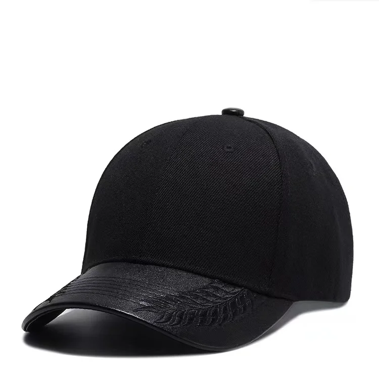 Pu Lederen Borduurwerk Baseball Cap Oor Van Tarwe Hoofd Sport Hoed Hip Hop Straat Caps Mannen Mode Zwarte Snapback Hoeden gorras |