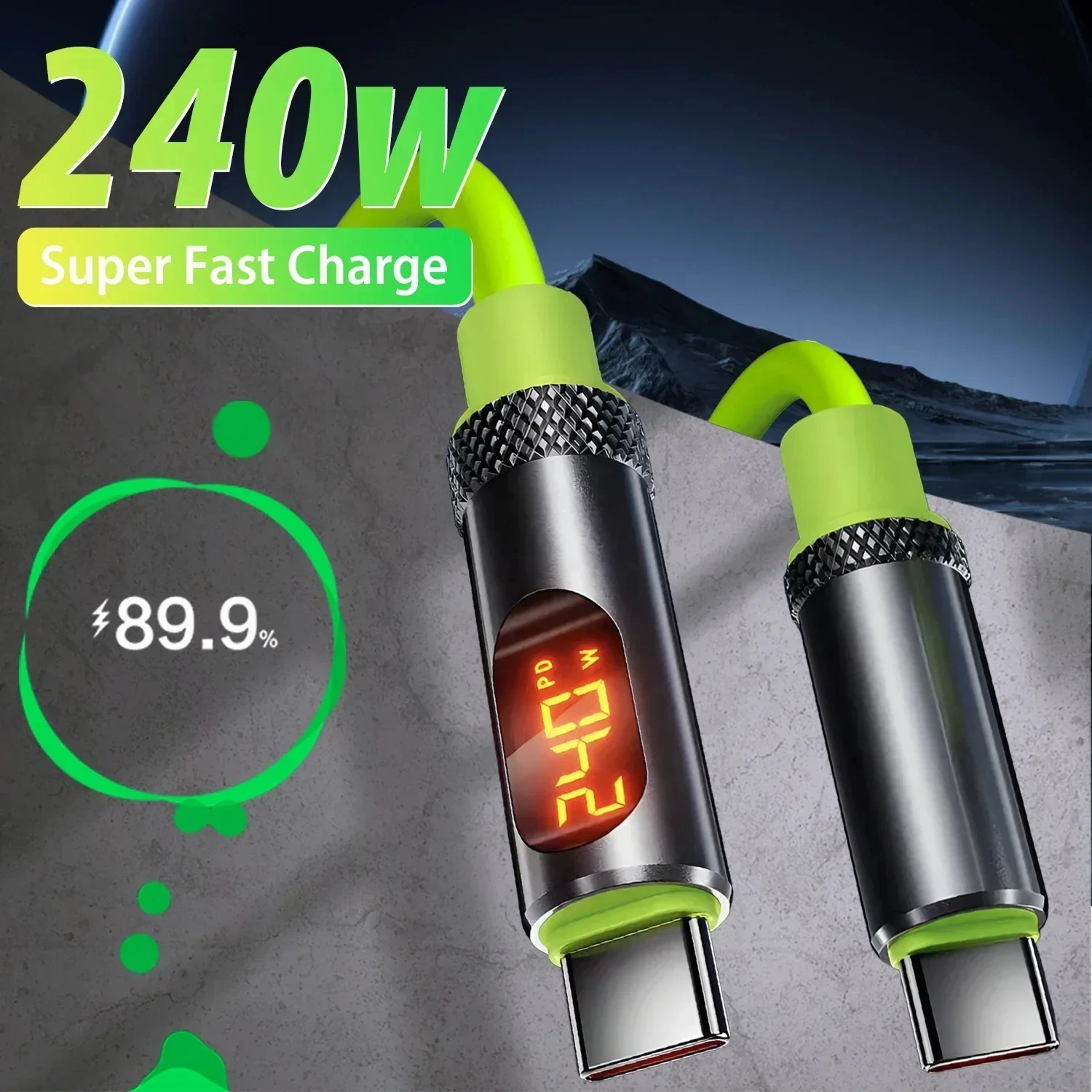 240W USB C to Type C 케이블 LED 디스플레이 고속 충전 케이블 듀얼 타입 C 충전기 데이터 케이블 아이폰 15 16 17 Pro Max 삼성용