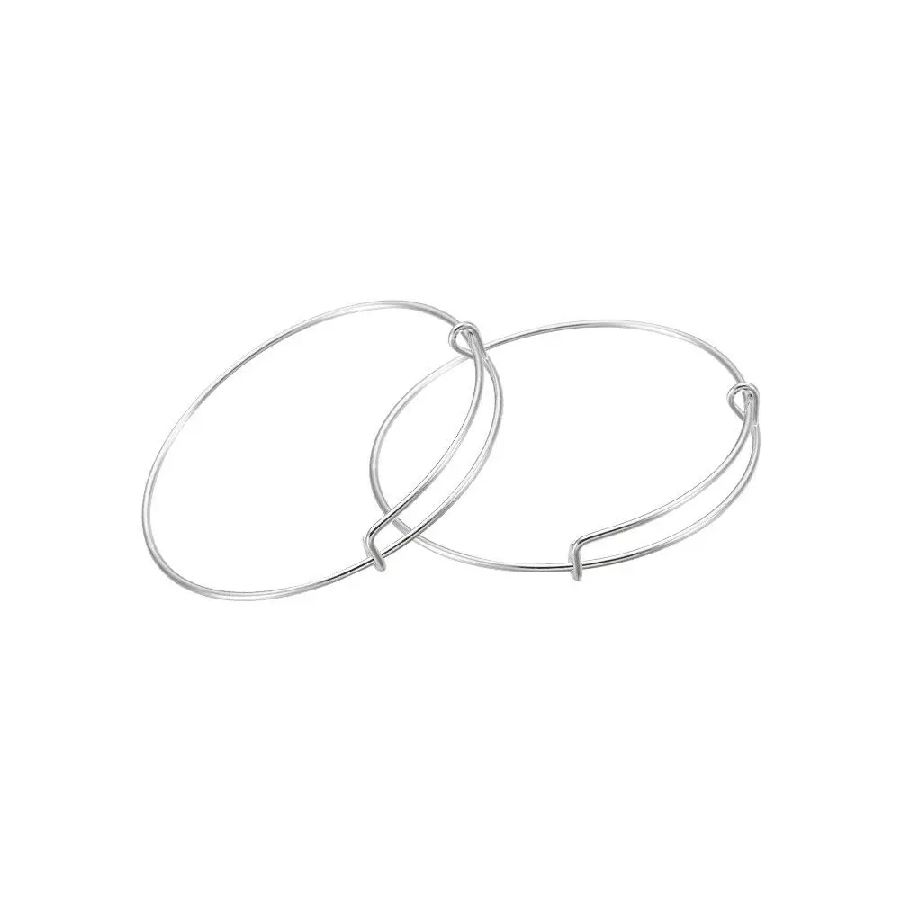 10 Pcs Silver Tone Adjustable Bangle Bracelets 65mm Basic Bracelet