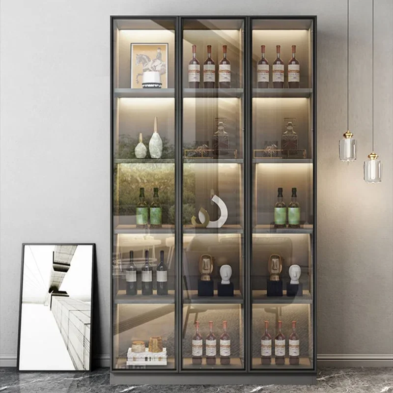 Glass Storage Wine Cabinets Liquor Wall Display Living Room Wine Cabinets Simplicity Luxury Botellero Vino Furniture QF50JG