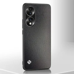 Luxury PU Leather Shockproof Phone Case - Business Silicone Protection Cover for Honor 70 (Matte Black)