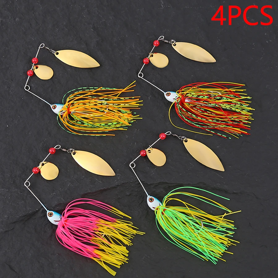 4pcs Swivel Fish Hard Bait Fishing Lures Sinking 17g Spinner Spoon Artificial Baits Metal Sequins Spinnerbait Wobblers For Pike