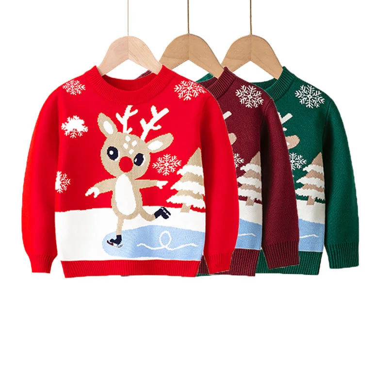 Weihnachten warme Kinder Pullover Herbst Winter Kind Pullover Kleinkind Pullover Top Jungen Mädchen drucken Strick pullover Weihnachten Cartoon Kleidung – Detail 26