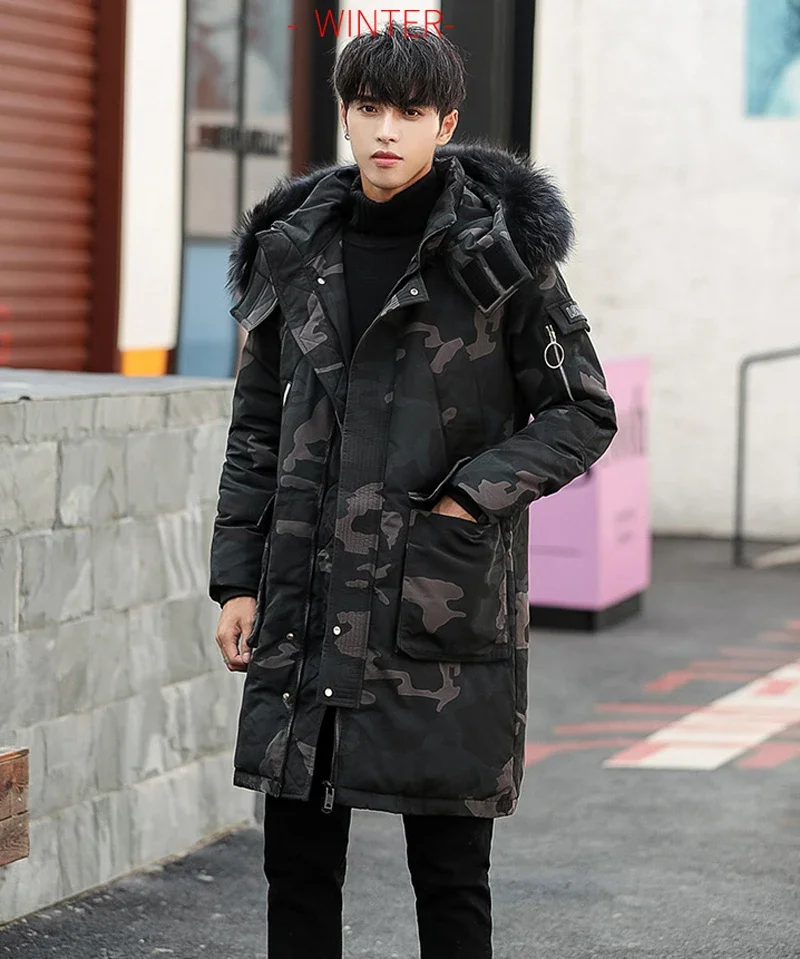 Men Down Jacket Winter Thick Warm Down Coats White Duck Down Real