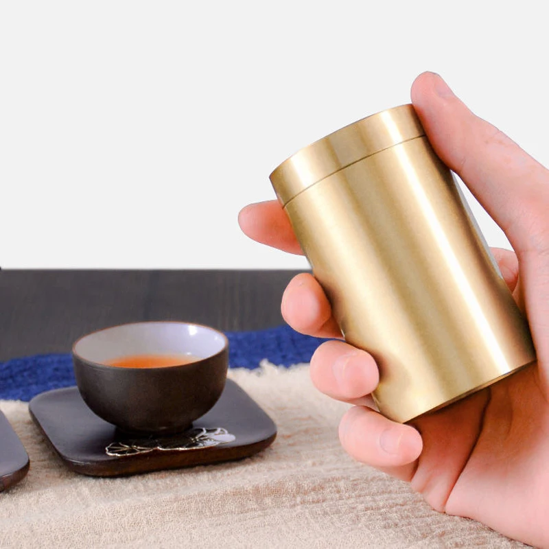 Airtight Tea Canister Copper Incense Coffee Powder Container Portable Tea Tins Food Jars Sugar Spices Powder tea tin box,tea canister,airtight container