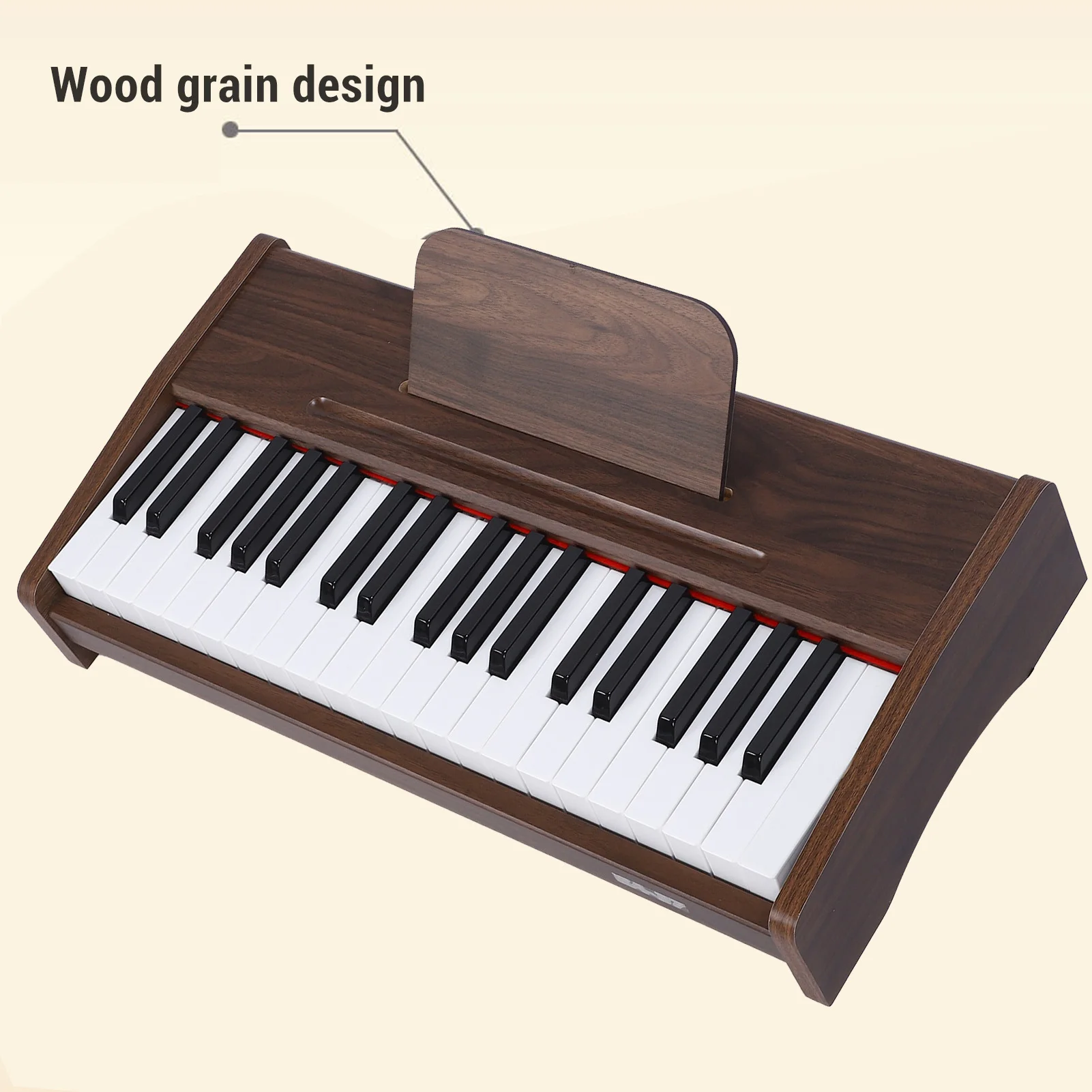 Electric Keyboard Kit Piano Keyboard 37 2.2cm Key Walnut Grain Pattern Electric for Beginners and Experienced Players