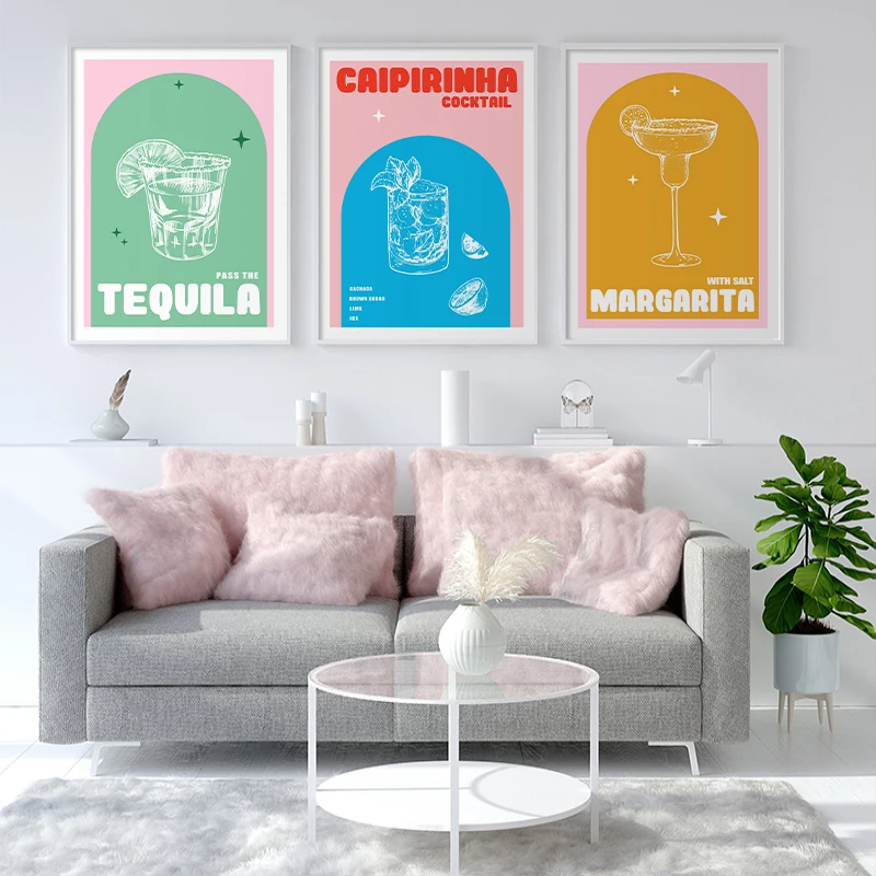 

Modern Cocktail Poster and Print Tequila Drink Canvas Painting Bar Wall Art Picture for Living Room Man Cave Decor